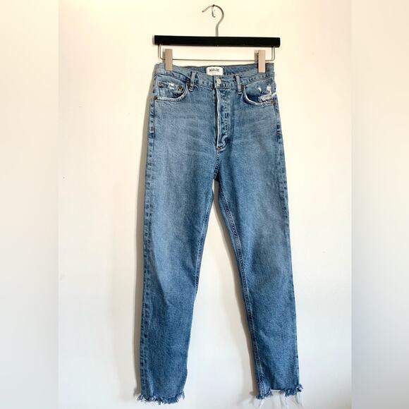 AGOLDE Nico High Rise Light Wash Distressed Slim Leg Jeans - Picture 3 of 14